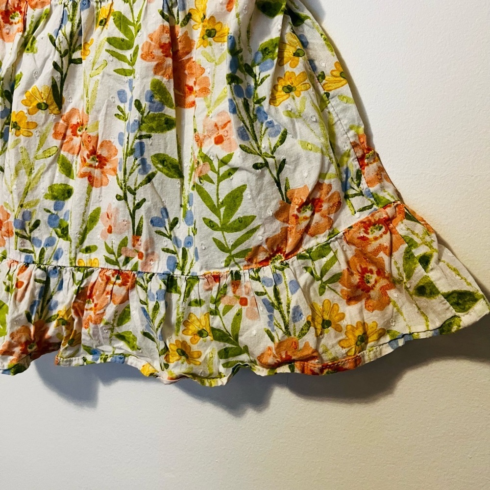 GYMBOREE Girls 3T Cotton Flower Ruffle Dress Puff Sleeves Flowy Prairie Fields - Picture 3 of 7